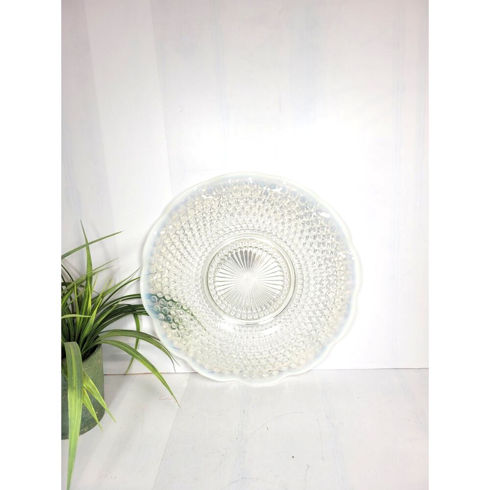 Vintage Anchor Hocking Moonstone Opalescent Hobnail 11" Glass Serving Platter